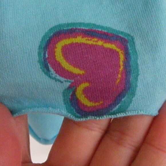 Vintage Dress, M, Light Blue, Collar, Raw Hem, Red Hearts, Pullover, Sleeveless - Picture 5 of 9